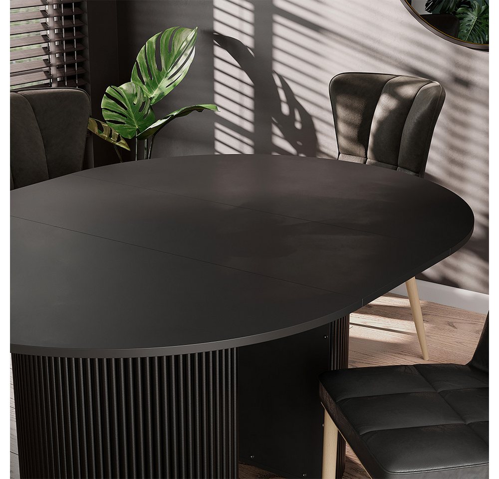 Vicco Esstisch Calero, Schwarz, 120-200 x 60 cm ausziehbar (1-St) – Bild 4 von 5