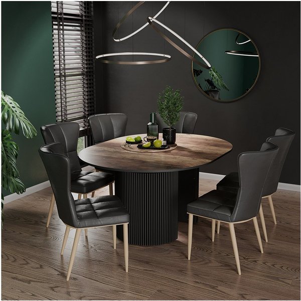 Vicco Esstisch Calero, Eiche rustikal/Schwarz, 120-200 x 60 cm ausziehbar (1-St)