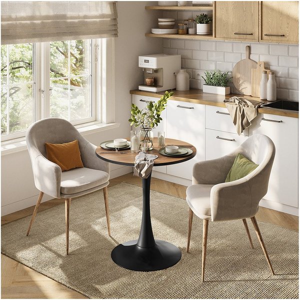 Vicco Esstisch Carl, Nussbaum/Schwarz, 70 x 70 cm