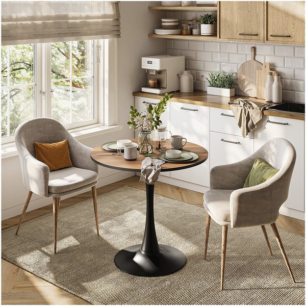 Vicco Esstisch Carl, Nussbaum/Schwarz, 80 x 80 cm