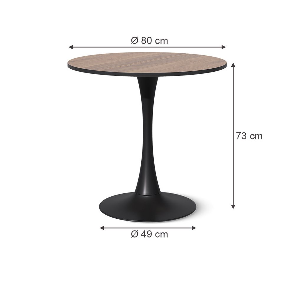 Vicco Esstisch Carl, Nussbaum/Schwarz, 80 x 80 cm – Bild 3 von 5