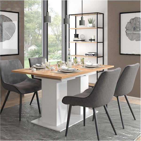 Vicco Esstisch Dix, Weiß/Goldkraft Eiche, 140-180 x 90 cm (1-St)