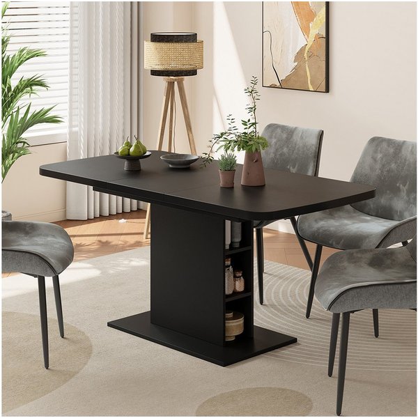 Vicco Esstisch Fenaro, Schwarz, 120-160 x 80 cm mit offenen Fächern (1-St)