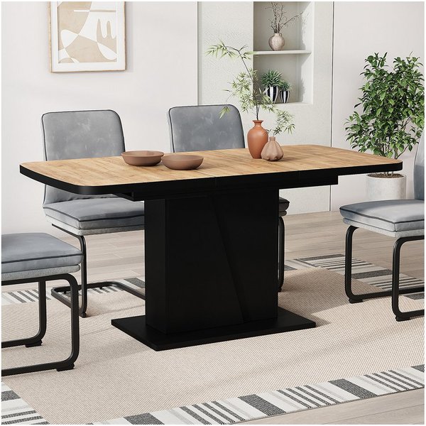 Vicco Esstisch Fenaro, Goldkraft Eiche/Schwarz, 120-160 x 80 cm ausziehbar (1-St)