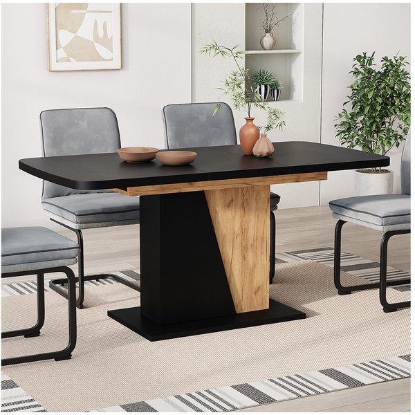 Vicco Esstisch Fenaro, Schwarz/Goldkraft Eiche, 120-160 x 80 cm ausziehbar (1-St)