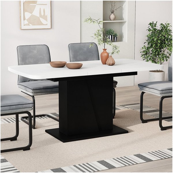 Vicco Esstisch Fenaro, Weiß/Schwarz, 120-160 x 80 cm ausziehbar (1-St)