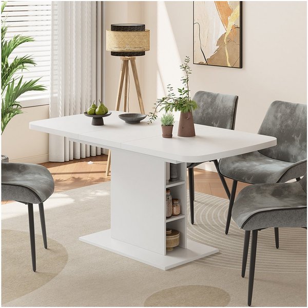 Vicco Esstisch Fenaro, Weiß, 120-160 x 80 cm mit offenen Fächern (1-St)