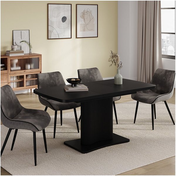 Vicco Esstisch Fenaro, Schwarz, 120-160 x 80 cm ausziehbar (1-St)