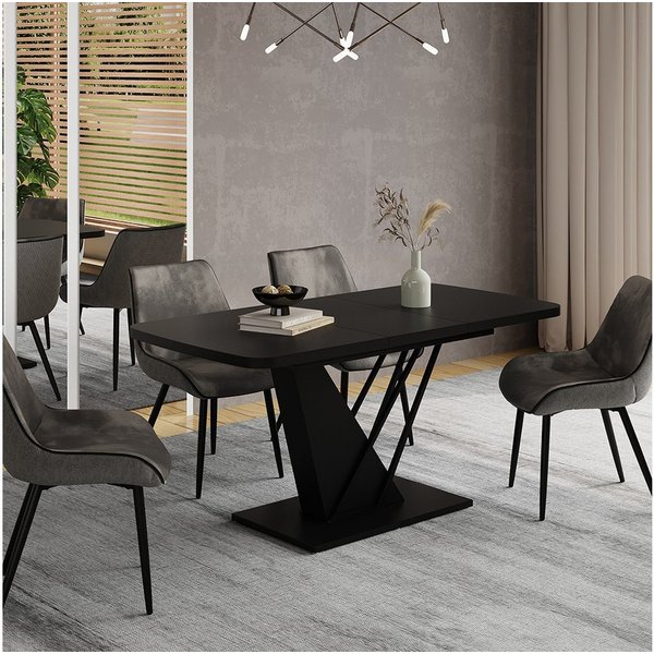 Vicco Esstisch Fenaro, Schwarz, 120-160 x 80 cm ausziehbar (1-St)