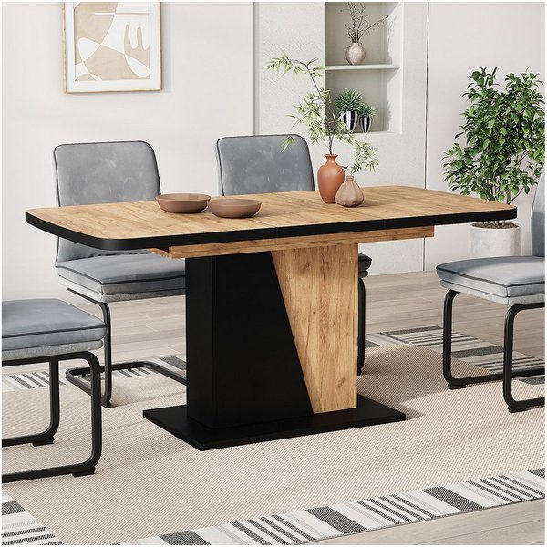 Vicco Esstisch Fenaro, Schwarz/Eiche, 120-160 x 80 cm ausziehbar (1-St)