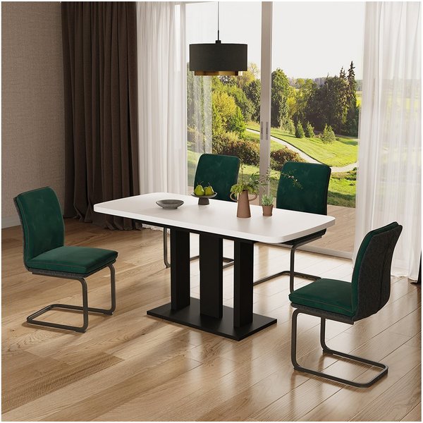 Vicco Esstisch Fenaro, Weiß/Schwarz, 120-160 x 80 cm 2 Teile (1-St)