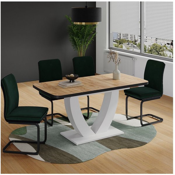 Vicco Esstisch Fenaro, Goldkraft Eiche/Weiß, 120-160 x 80 cm ausziehbar (1-St)