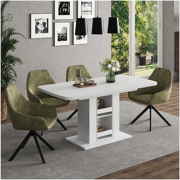 Vicco Esstisch Fenaro, Weiß, 120-160 x 80 cm (1-St)