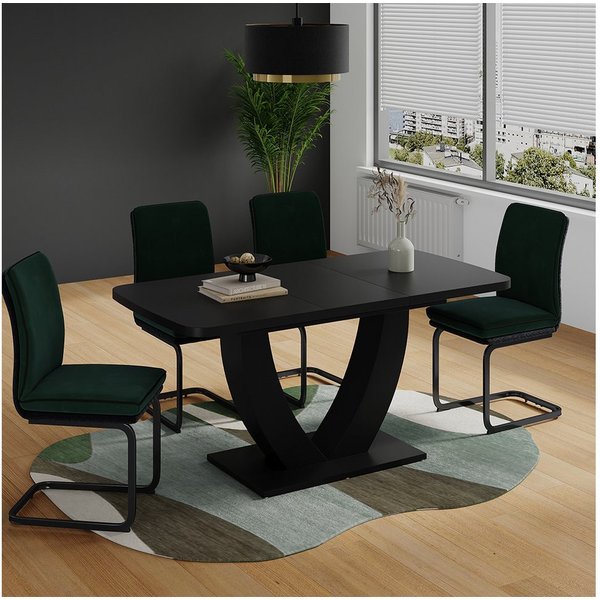 Vicco Esstisch Fenaro, Schwarz, 120-160 x 80 cm ausziehbar (1-St)