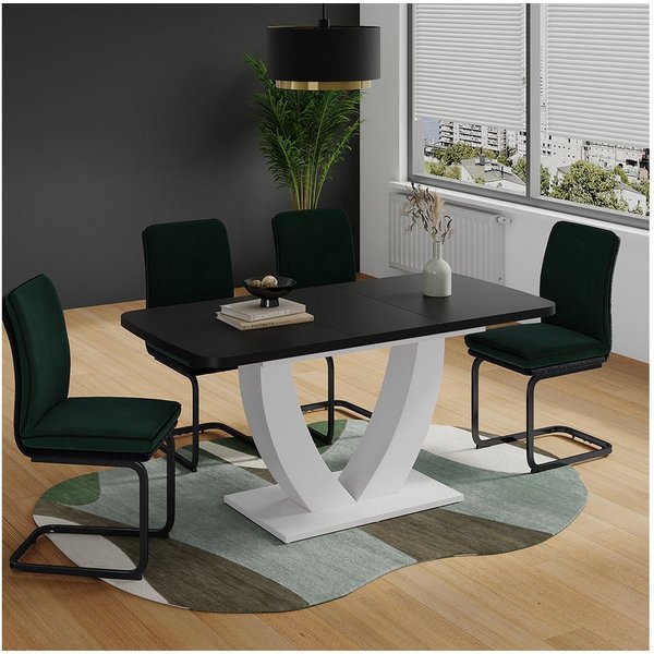 Vicco Esstisch Fenaro, Schwarz/Weiß, 120-160 x 80 cm ausziehbar (1-St)