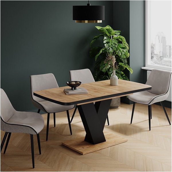 Vicco Esstisch Fenaro, Schwarz/Eiche, 120-160 x 80 cm ausziehbar (1-St)