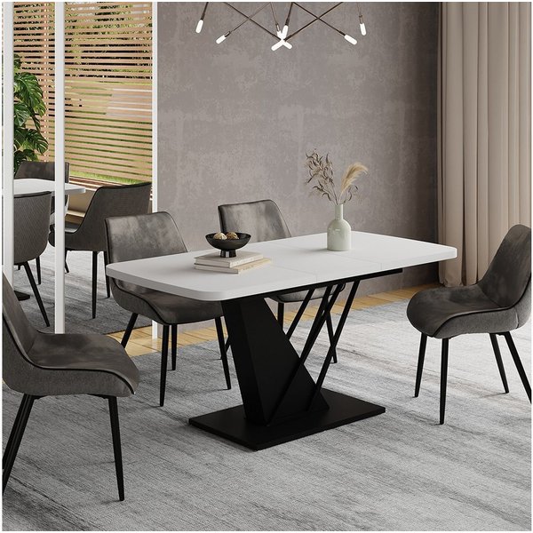 Vicco Esstisch Fenaro, Weiß/Schwarz, 120-160 x 80 cm ausziehbar (1-St)