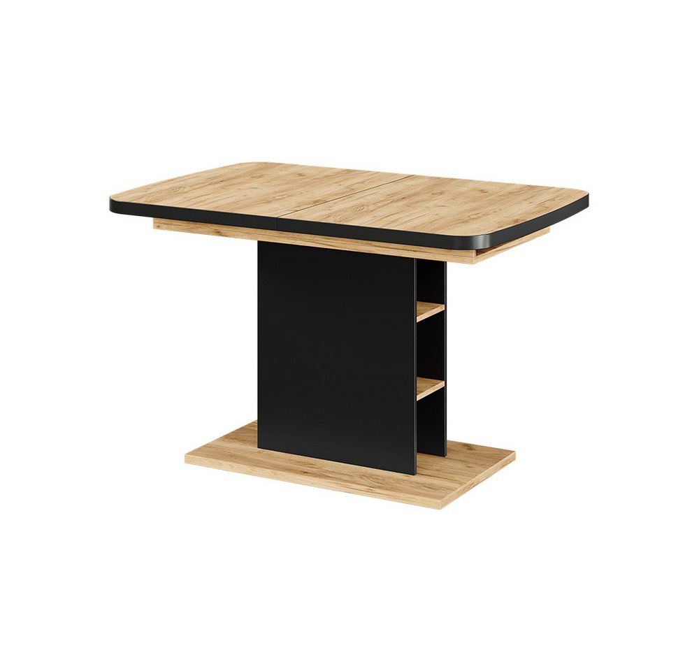 Vicco Esstisch Fenaro, Schwarz/Eiche, 120-160 x 80 cm mit offenen Fächern (1-St) – Bild 2 von 5