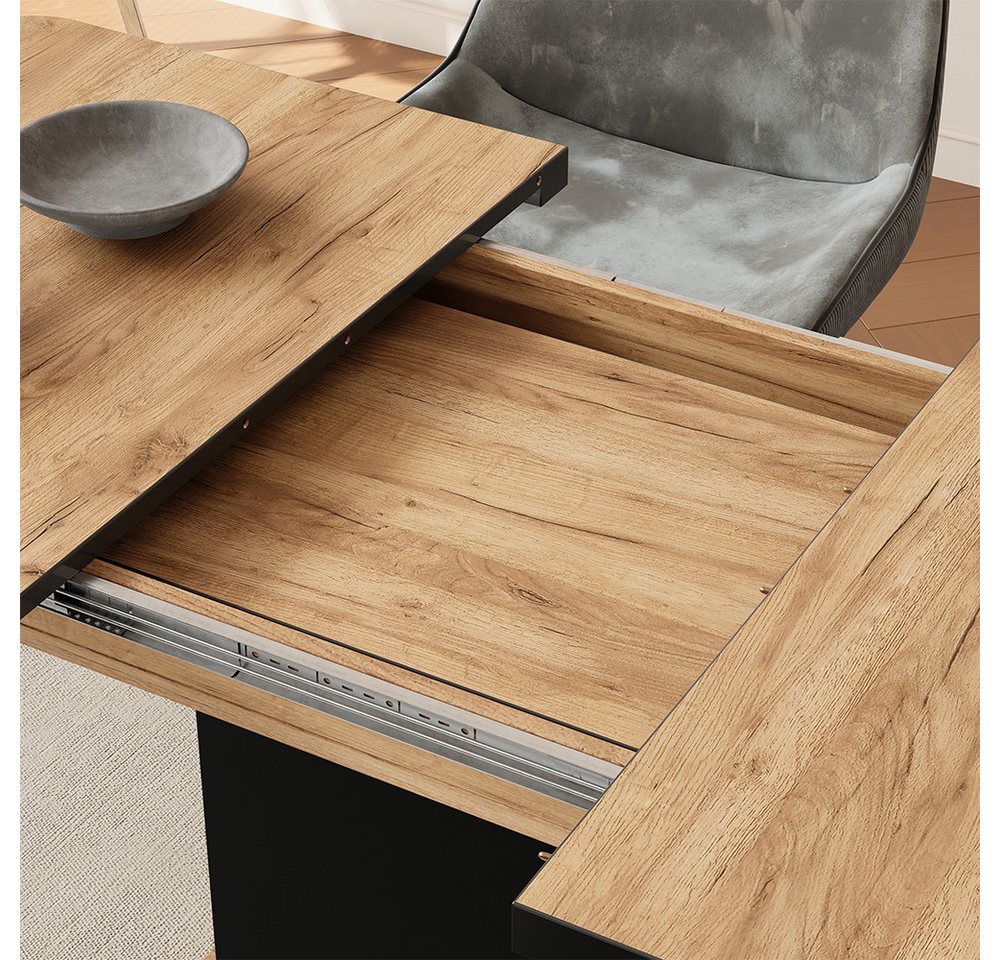 Vicco Esstisch Fenaro, Schwarz/Eiche, 120-160 x 80 cm mit offenen Fächern (1-St) – Bild 4 von 5