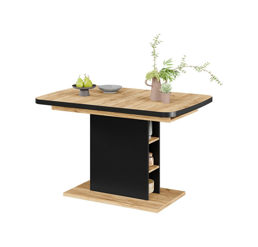 Vicco Esstisch Fenaro, Schwarz/Eiche, 120-160 x 80 cm mit offenen Fächern (1-St) – Bild 5 von 5