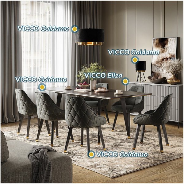 Vicco Esstisch Goldamo, Schwarz, 160-200 x 90 cm Ausziehbar (1-St)