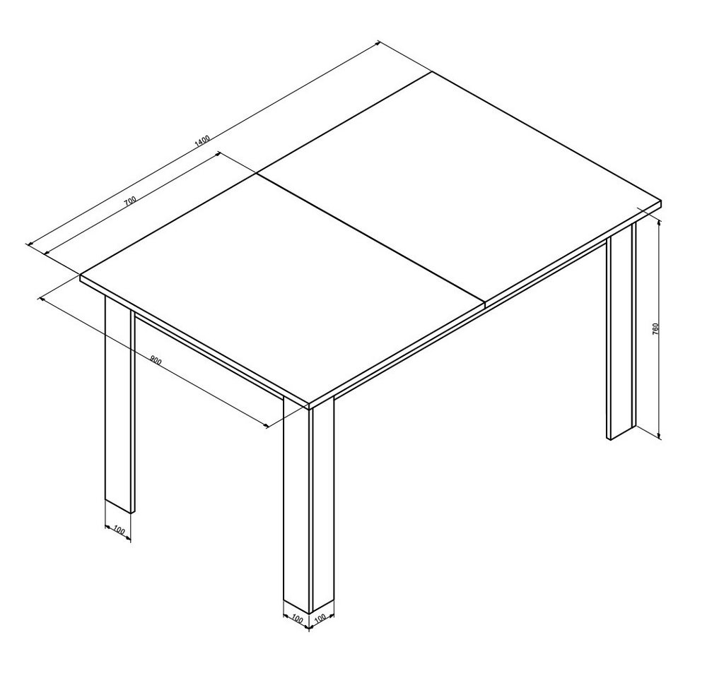 Vicco Esstisch Karlos, Weiß, 140 x 90 cm (1-St) – Bild 4 von 5