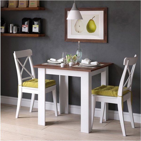 Vicco Esstisch Karlos, Weiß/Nussbaum, 80 x 80 cm (1-St)