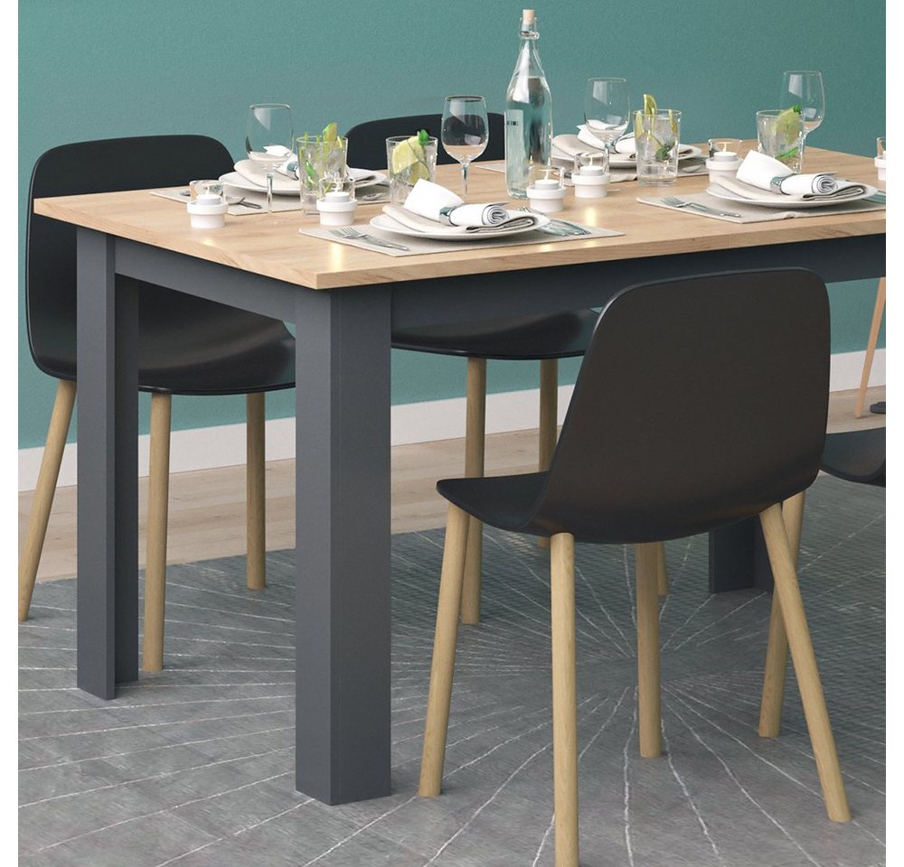 Vicco Esstisch Karlos, Goldkraft Eiche/Anthrazit, 140 x 90 cm (1-St) – Bild 5 von 5
