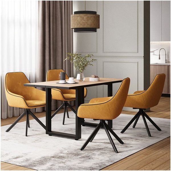 Vicco Esstisch Livorno, Schwarz/Goldkraft Eiche, 160 x 80 cm (1-St)