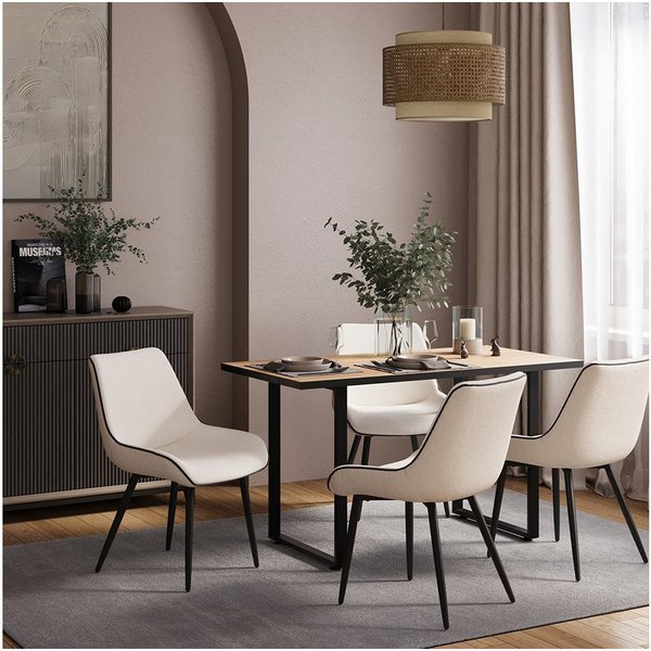 Vicco Esstisch Livorno, Schwarz/Goldkraft Eiche, 140 x 70 cm (1-St)