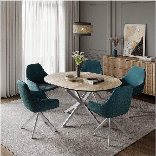 Vicco Esstisch Loyd, Eiche rustikal/Grau, 120 x 76.5 cm ausziehbar (1-St)