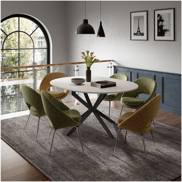 Vicco Esstisch Loyd, Weiß/Schwarz, 120 x 76.5 cm ausziehbar (1-St)