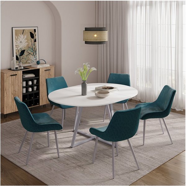 Vicco Esstisch Loyd, Weiß/Grau, 120-160 x 120 cm ausziehbar (1-St)