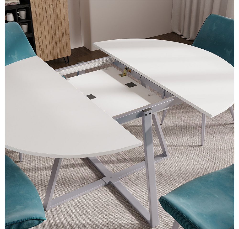Vicco Esstisch Loyd, Weiß/Grau, 120-160 x 120 cm ausziehbar (1-St) – Bild 4 von 5