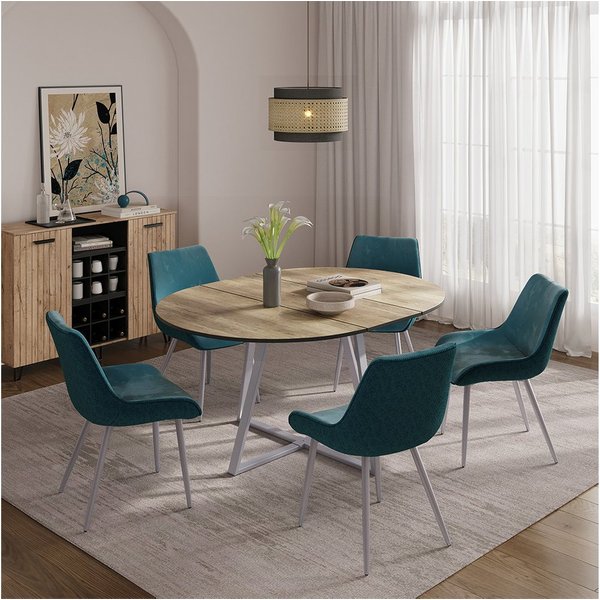 Vicco Esstisch Loyd, Eiche rustikal/Grau, 120-160 x 120 cm ausziehbar (1-St)