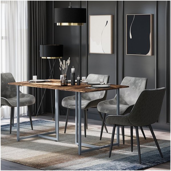 Vicco Esstisch Merido, Eiche rustikal/Grau, 140 x 80 cm (1-St)