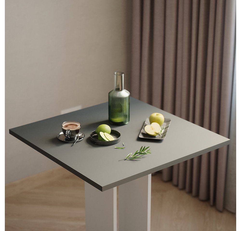 Vicco Esstisch Repose, Weiß/Anthrazit, 65 x 65 cm (1-St) – Bild 5 von 5