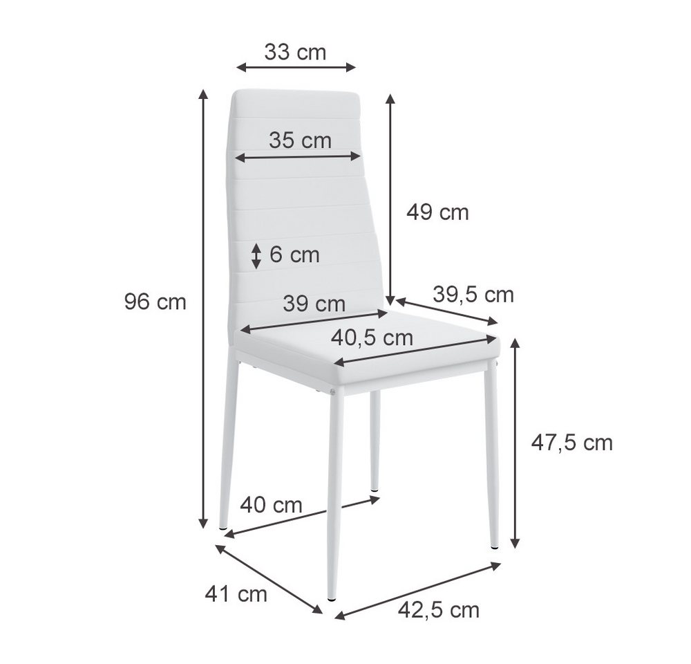 Vicco Esszimmerstuhl Grand, Weiß, 42.5 x 48 cm 4er Set (4 St) – Bild 4 von 5