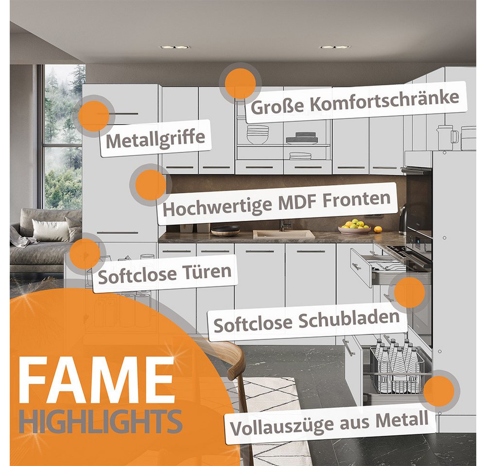 Vicco Frontblende Fame-Line, Weiß Hochglanz/Weiß, 60 cm ohne Arbeitsplatte (1 St) – Bild 3 von 5