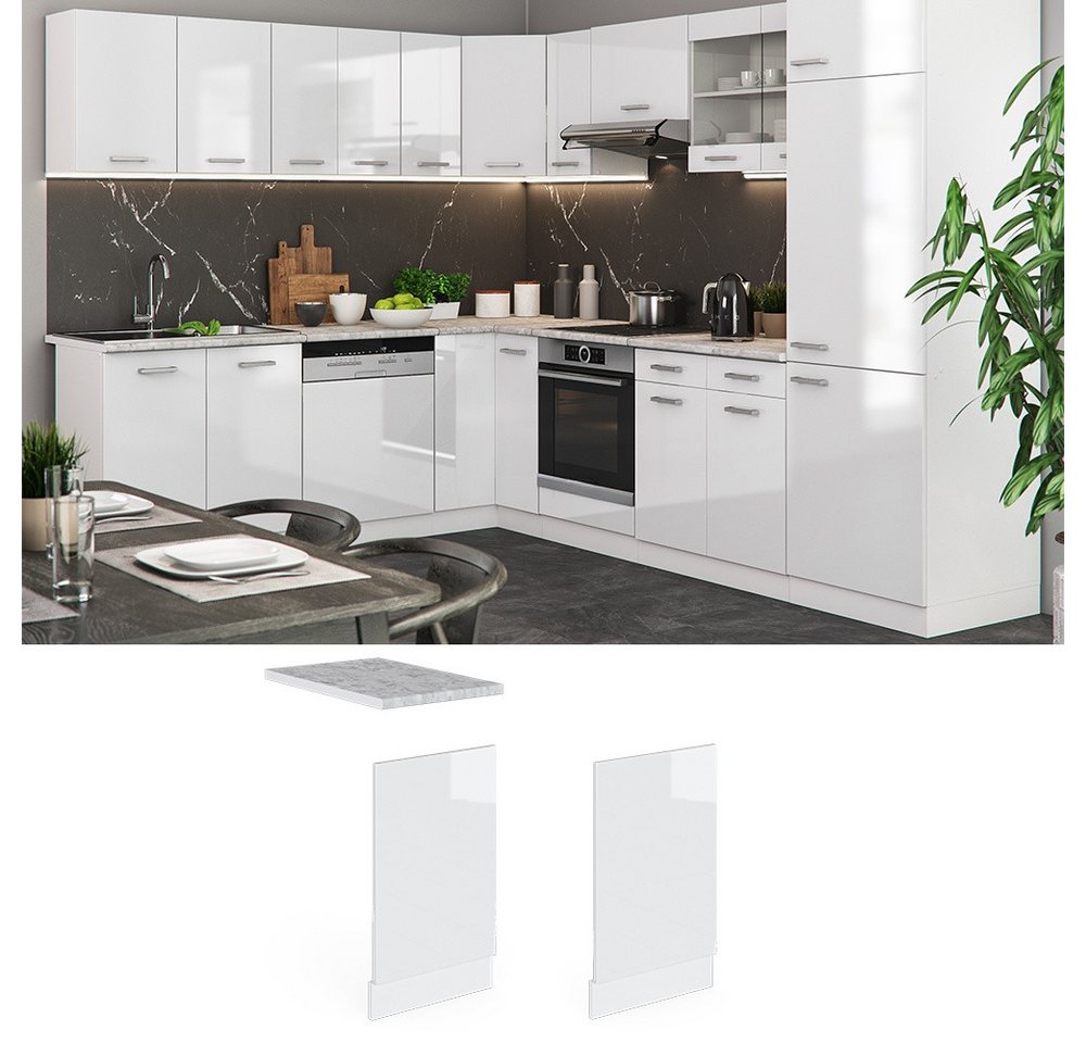 Vicco Frontblende R-Line, Weiß Hochglanz/Weiß, 45 cm ohne Arbeitsplatte (1 St) – Bild 3 von 5