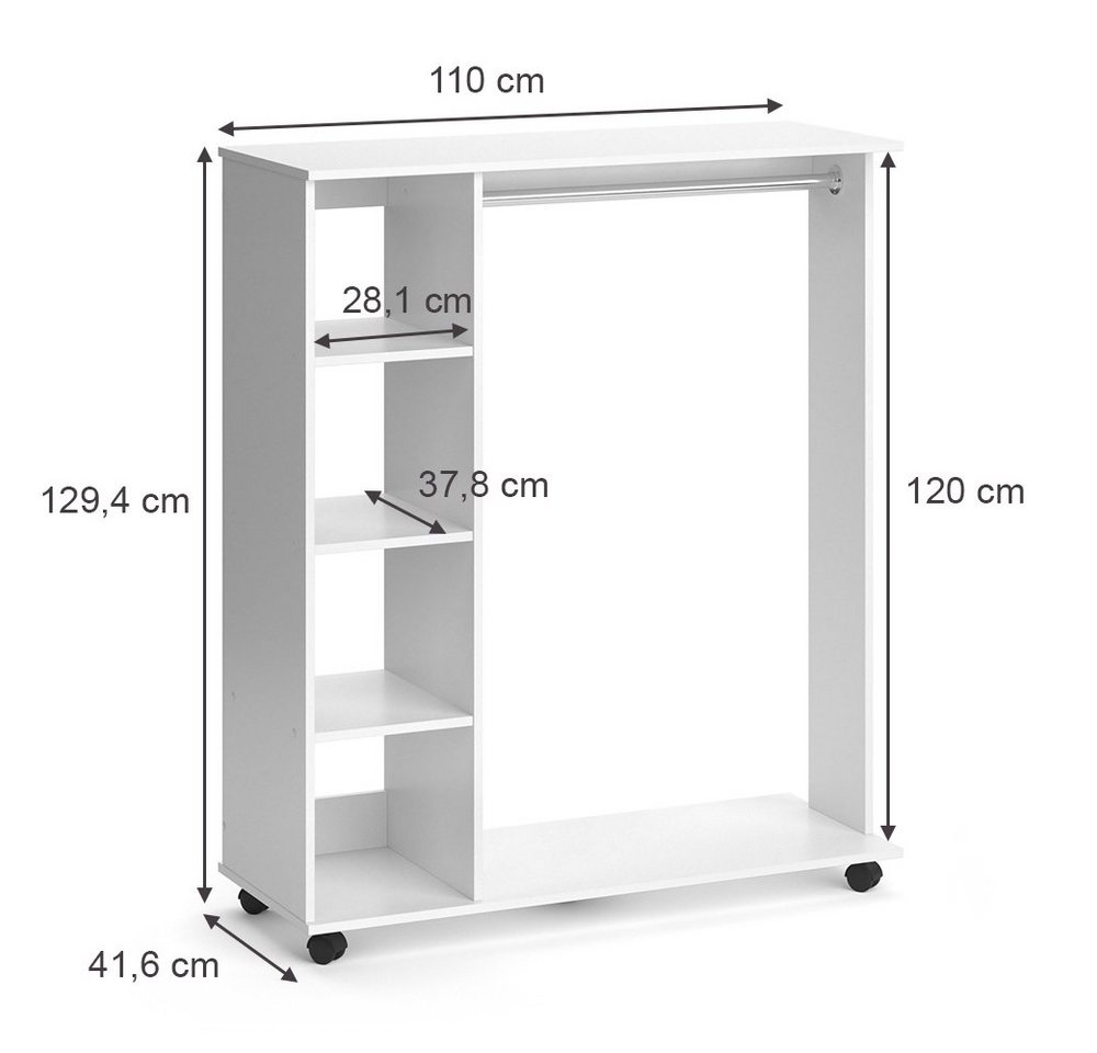 Vicco Garderoben-Set Cosmo, Anthrazit, 110 x 129.4 cm, (kein Set, 1-St) – Bild 4 von 5
