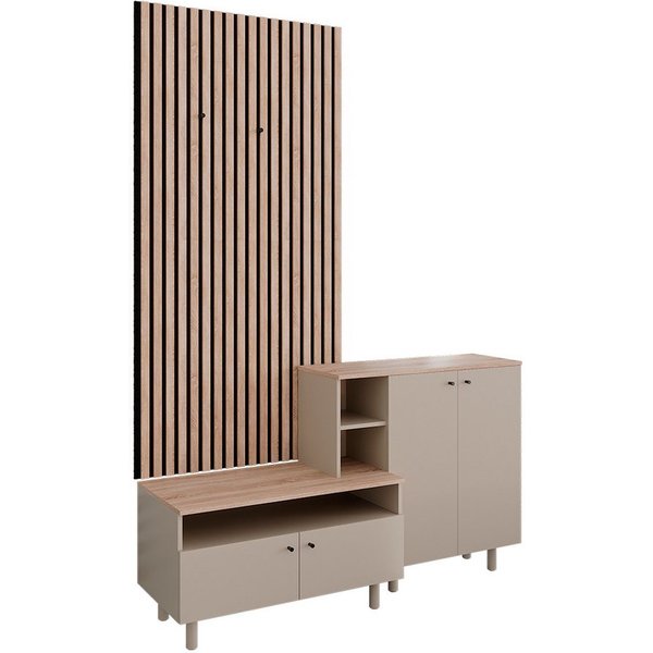 Vicco Garderoben-Set Elano, Greige/Eiche, 140 x 80 cm 2 Teile, (2-St)