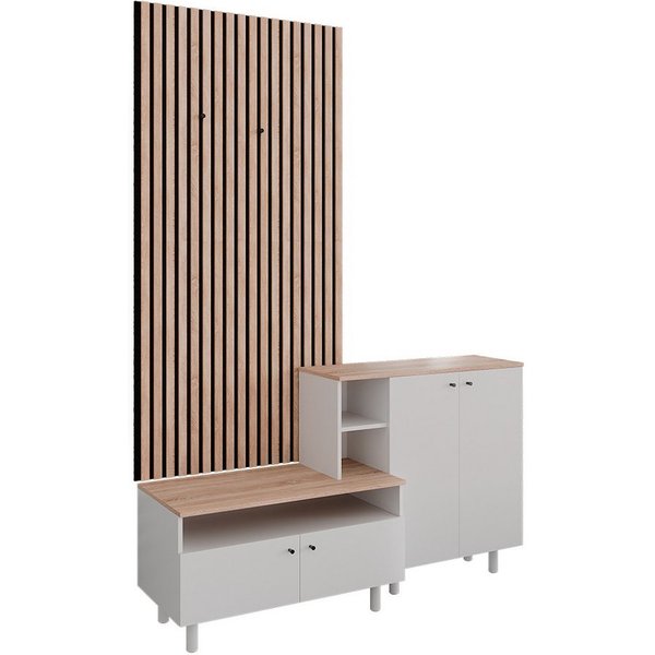 Vicco Garderoben-Set Elano, Weiß/Eiche, 140 x 80 cm 2 Teile, (2-St)