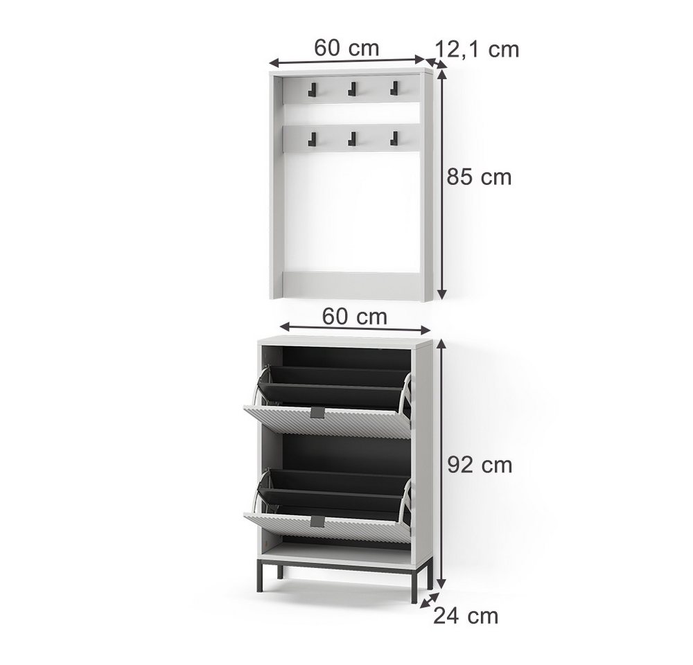 Vicco Garderoben-Set Eliza, Weiß, 60 x 92 cm Set, 2 Teile, (2-St) – Bild 2 von 5