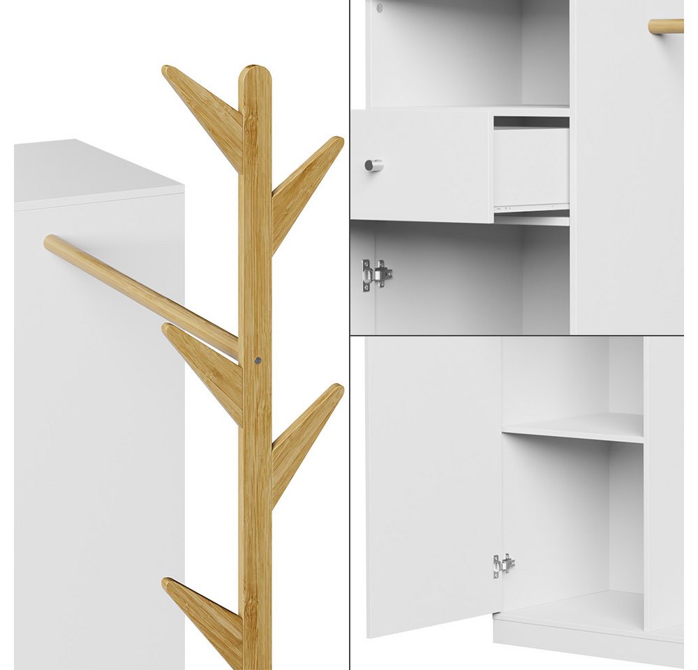 Vicco Garderoben-Set Liria, Weiß/Bambus, 100 x 145 cm mit Schublade, (1-St) – Bild 5 von 5