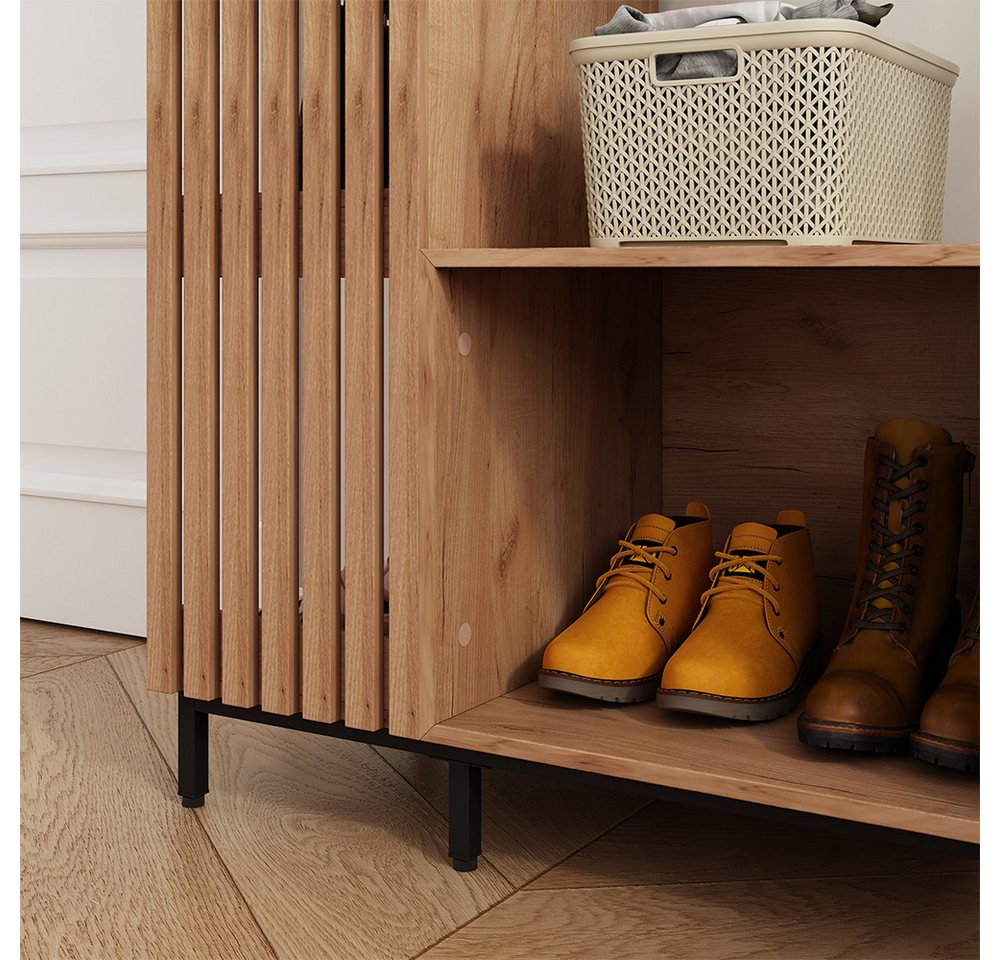 Vicco Garderoben-Set Zinto, dąb kraft złoty, 80 x 187 cm mit 5 Ablagefächern, (1-St) – Bild 4 von 5