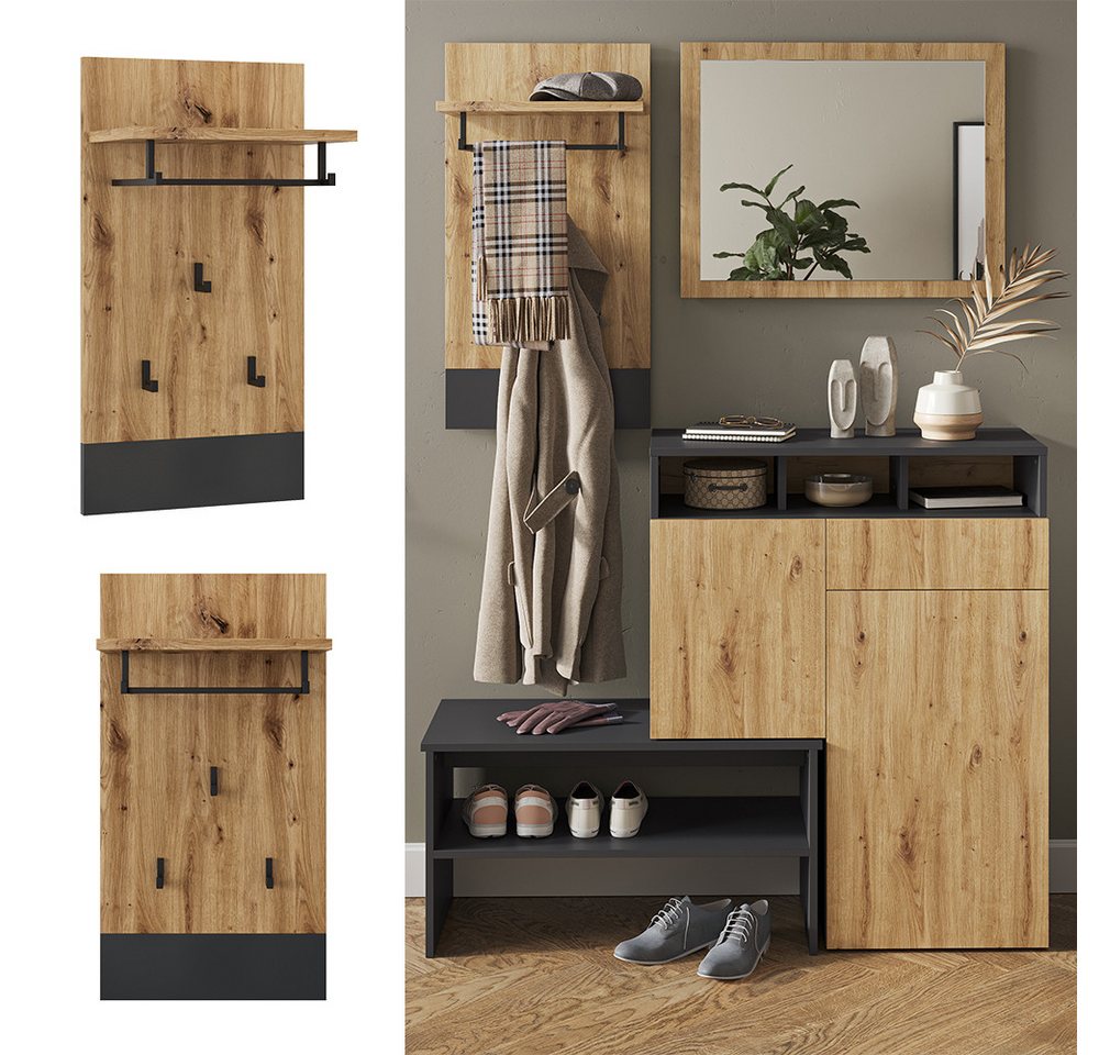 Vicco Garderobenschrank Selena, Anthrazit/Artisan-Eiche, 44 x 83 cm (Spar-Set, 1-St) – Bild 3 von 5