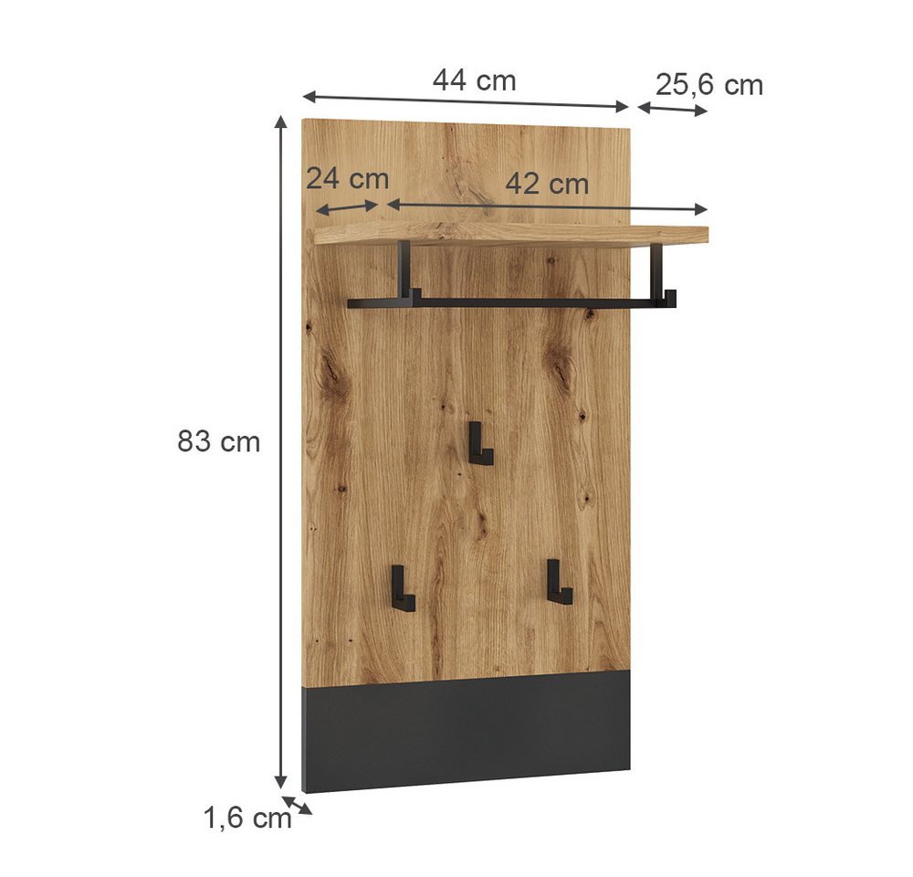 Vicco Garderobenschrank Selena, Anthrazit/Artisan-Eiche, 44 x 83 cm (Spar-Set, 1-St) – Bild 4 von 5