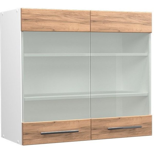 Vicco Glashängeschrank Fame-Line, Goldkraft Eiche/Weiß, 80 cm (1-St)
