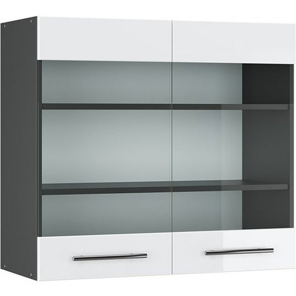 Vicco Glashängeschrank Fame-Line, Weiß Hochglanz/Anthrazit, 80 cm (1-St)